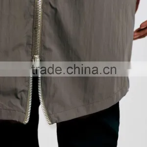 Men's Kakhi Color Longline Bomber Coat thumbnail-5