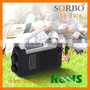 2016 Trending Products Portable Panel AM FM Radio With Alarm Clock/ Mobile Solar Hand Crank Generator Charger thumbnail-4