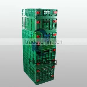 Plastic Nestable and Stackable Turnover Box and Storage Crate With Foldable Lid thumbnail-2