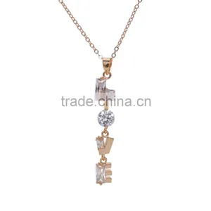 New Arrival Clear Rhinestone Neclace Pendant Letter LOVE Charms Novel Alphabet Jewelry Glod Sliver thumbnail-1