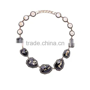 OEM/ODM Factory Direct Sale 2016 Latest Fashion Style Big Black Stone Beaded Necklace thumbnail-1