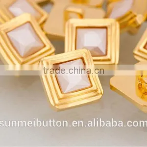Elegant Fashion Square Shape Pearl Color Stone Shank Plastic Button thumbnail-4