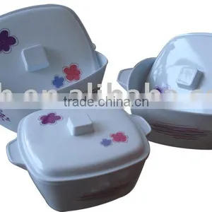 Melamine Square Bowl Set With Cover thumbnail-1