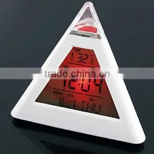 Top Sale Triangle Color Changing Digital Alarm Clock/desk Clock/calendar Clock thumbnail-3