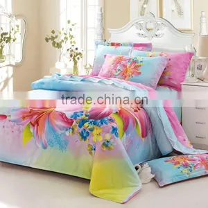 Popular Reactive Printing 3d Bedding Set ,linen Cotton Queen King Size/bedclothes Duvet Cover Pillowcase Rose Coverlet thumbnail-1