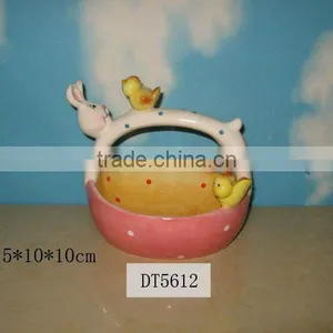 Hand-painted Ceramic Basket thumbnail-1