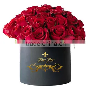 Elegant Black Paper Flower Box With Gold Logo thumbnail-1