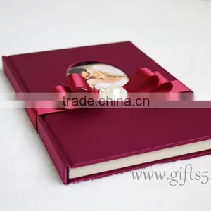 Luxury Silk Covor Wedding Guest Book With Ribbon thumbnail-1