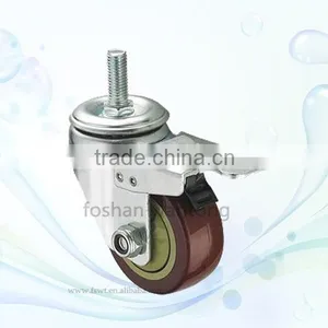Medium Duty Pu Furniture Wheel 100mm Threaded Stem Swivel Caster thumbnail-1