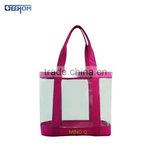 Customized Transparent Ladies Large Pvc Handbag Shoulder Bag Shopping Bag thumbnail-1