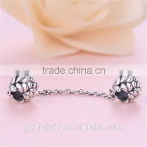 Rubber Stopper Safty Chain Wholesale Engravable Custom Charms 925 Silver Beads Charm thumbnail-6