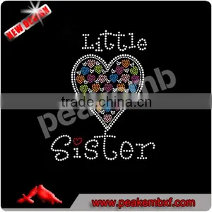 Sparkly Wholesale Little Sister T-Shirt Heart Hotfix Rhinestone Transfer Sewing Supplies thumbnail-1
