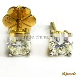 Solitaire Diamond Earrings, Diamond Stud Earrings, Dimaond Jewelry thumbnail-3
