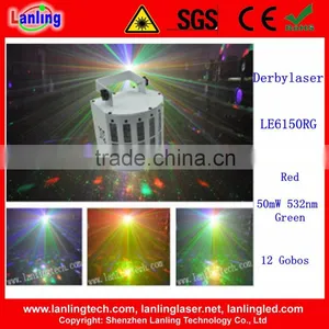 DerbyLaser 6pcs*1W RGBYWV Laser RG 12 Gobos DMX Butterfly Magic Led+laser Light thumbnail-1