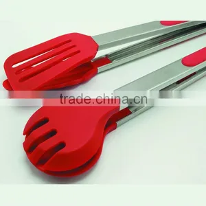 Food Multifunction Hand Long Stainless Steel Silicone Kitchen BBQ Tongs thumbnail-4