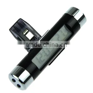 Clip-on LCD Backlight Practical Car Thermometer Automotive Digital Clock thumbnail-1
