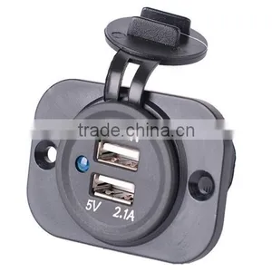 Motorcycle Mobile Waterproof Splashproof 2 USB Power Supply Port Socket Charger thumbnail-2