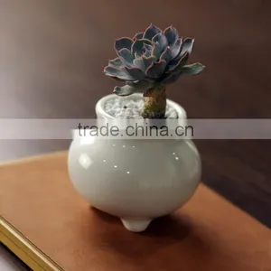 2016 New Design Small Glazed Chinese Ceramic White Flower Pot thumbnail-3