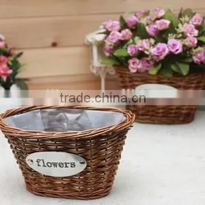 100%Handmade Wicker Plant Baskets With Plastic Liner Cheap Flower Plant Pots thumbnail-1