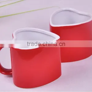 250ml Red Heart Ceramic Mug With Handle Red Coffee Mug Red Drinking Mug thumbnail-1