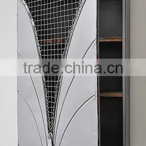 Decorative Metal Storage Holder With Wooden Board for Wall Decoration thumbnail-2