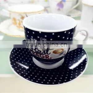 Black Porcelain Ceramic Coffee Cup and Saucer Bulk thumbnail-1