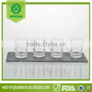 4pcs Mini Machine Made Clear Cup With the Handle With Stone Tray thumbnail-1