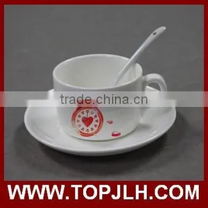 Sublimation Coated White Porcelain Small Fancy Coffee Cup Set thumbnail-1