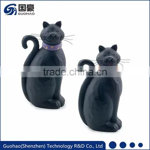 Custom Hand-painted Resin Halloween Black Cat Statue thumbnail-1