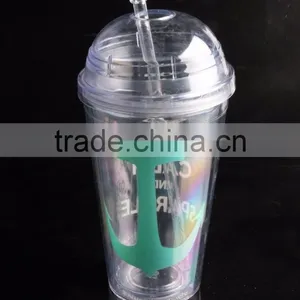 Resusable PS Clear Plastic Cup With Dome Lids For Juice thumbnail-1