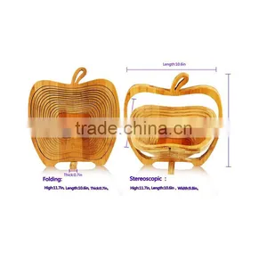 Aonong Apple Shaped Bamboo Folding Basket- Collapsible Fruit Stores Flat thumbnail-4