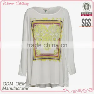 Best Quality New Fashion Designs Long Sleeves Round Neckline Women White T-shirts thumbnail-1