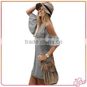 1PC New Loose Off Shoulder T-shirt Mini Dress Ladies Casual Clothes 2014 Summer thumbnail-1