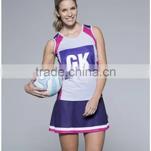 Cheap Wholesale Girls Sexy Plus Size Custom Sublimation Sport Netball Uniforms Skirts Dresses Jersey Kit With Netball Bibs thumbnail-5