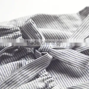 2017 High Quality Stripe Wholesale Baby Clothes Dress Cheap Gray Kids Summer Dress for New Model Girl Linen Dress thumbnail-3