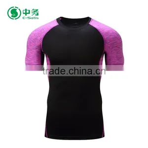 Fashion Design 100% Polyester Quick Dry Gym Wear Men Short Sleeve Fitness T Shirt thumbnail-3