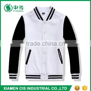 Popular Style Custom Logo Print Mens Black Plain Varsity Baseball Jacket for Sale thumbnail-6