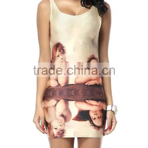 Casual Sleeveless Dress for Women, Sublimation Printing Mini Dress 2015 thumbnail-1
