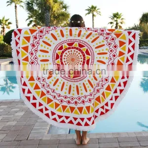 59inches Diameter Round Beach Towel With Tassel thumbnail-1