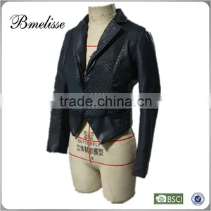 2015 PU Leather Biker Jacket for Women thumbnail-3