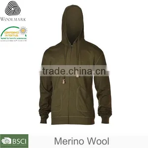 Merino Wool Blank Hoodies Clothing Full Zip Hoodie Mens thumbnail-1