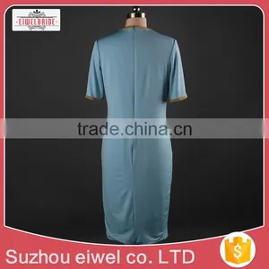 V Neck Blue Evening Short Dress Elegant thumbnail-2