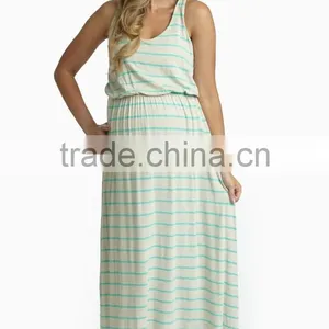 Comfortable Fit Round Neck Stripe Maternity Maxi Dress Wholesale Maternity Clothes 2016 thumbnail-1