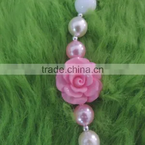 Children Plastic Necklace Girl Party Pearl Necklace With Rose thumbnail-5