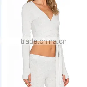 Hot Sale Women's Sexy Sports Wear Belly Breathable Tight Tops Yoga Running Jogging Wear thumbnail-2