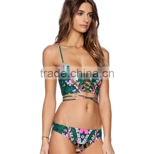 2016 Fashion Sexy Push up Straps Women Bikini Swimwear Bathing Suit Bikini With Decorated Bra thumbnail-4