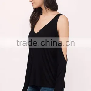2017 Latest Fashion Design Sexy Women Clothing Black Lady Top thumbnail-3