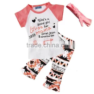 Wholesale 3 Pieces Girl Kids Clothes Sets w/ Headband thumbnail-1