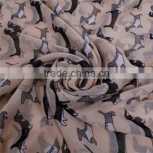Voile Scarves & Wraps Rectangle Light Pink Dog Fabric Wholesale Scarf thumbnail-2