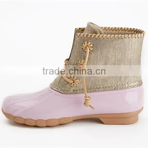 Wholesale Monogram Fashion Fur Shoes Winter Rubber Ladies Ankle Snow Duck Boots for Women thumbnail-1